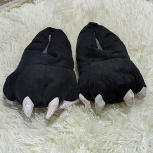 Plush cozy slippers for home, wolf claws for adults